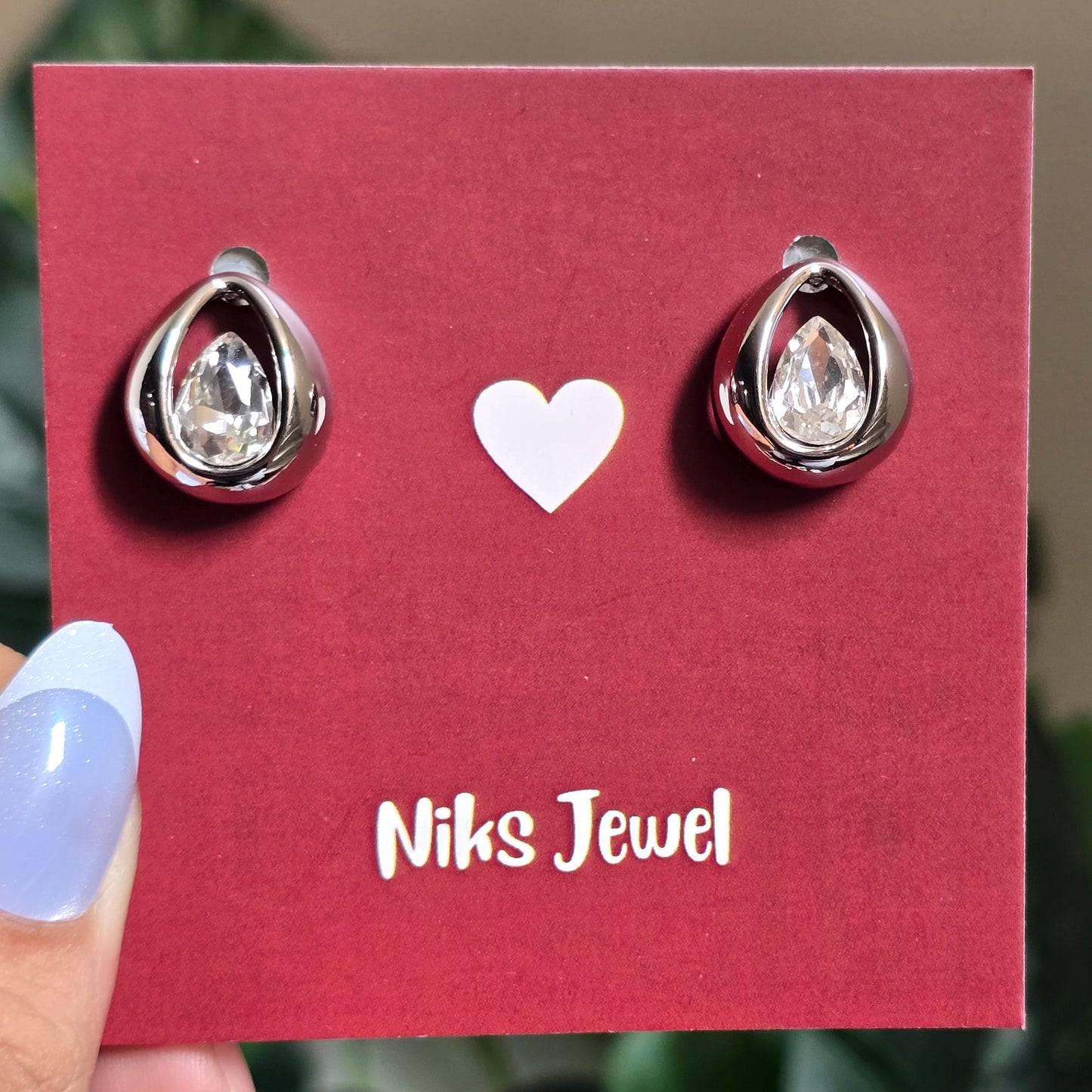 Modern Teardrop Crystal Stud Earrings