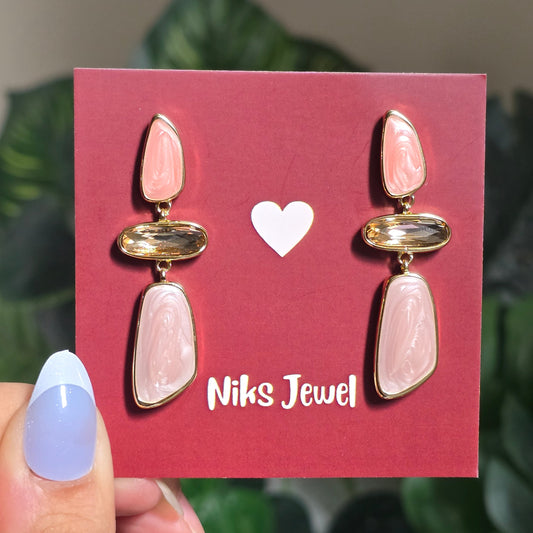 Blush Pink Statement Drop Earrings.