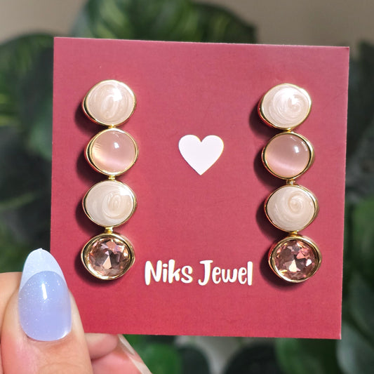 Blush Pink Multi-Stone Drop Earrings ✨