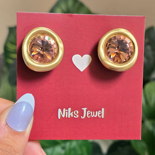 Champagne Crystal Statement Stud Earrings ✨ |
