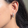 Dual Tone Crystal Hoop Earrings.