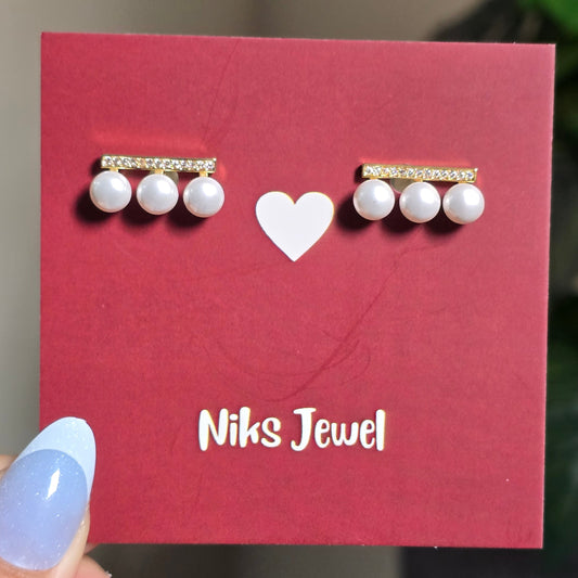 Triple Pearl Bar Studs.
