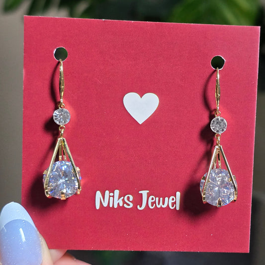 Cage-Set CZ Drop Earrings.