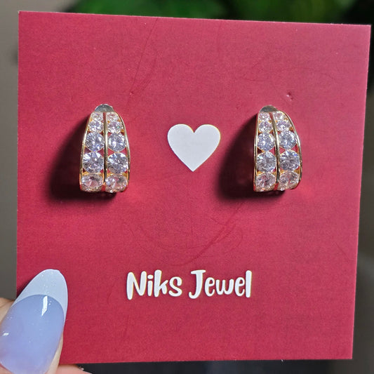 Double-Row CZ Huggie Hoops.