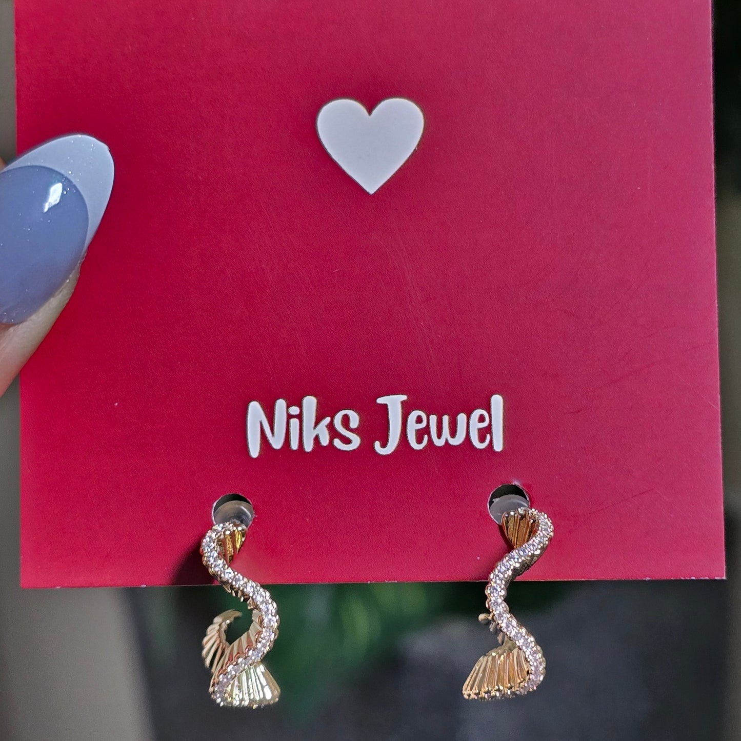 Twisted Ribbon CZ Drop Earrings.