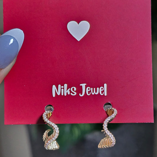 Twisted Ribbon CZ Drop Earrings.
