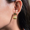 Dual-Finish Oval Drop Earrings.