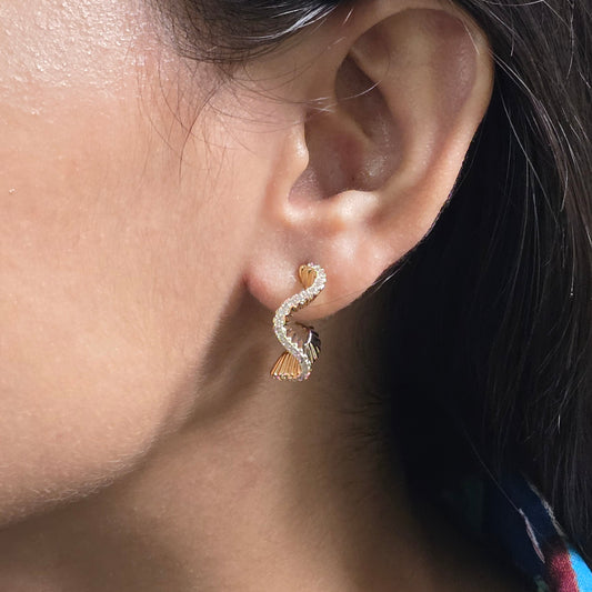 Twisted Ribbon CZ Drop Earrings.