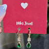 Emerald Green Teardrop Crystal Drop Earrings.