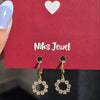 Gold-Tone Circular Crystal Drop Earrings.