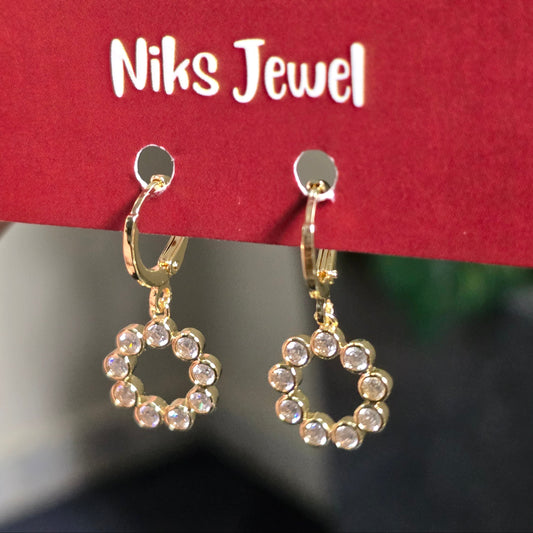 Gold-Tone Circular Crystal Drop Earrings.
