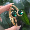 Gold-Plated Black Stone Open Cuff Bangle.