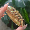 Gold-Plated Twisted Rope Cuff Bangle.