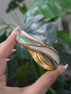 Gold-Plated Enamel Wave Cuff Bangle.