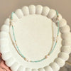 Amazonite Beaded Necklace with Freshwater Pearl Clusters.