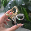 Two-Tone Sculpted Curl Cuff Bangles (Gold & Silver).