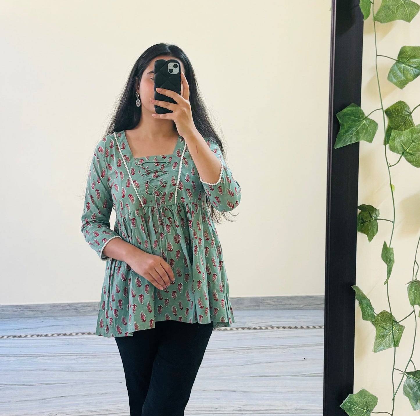 Floral A-line Pure Cotton Top