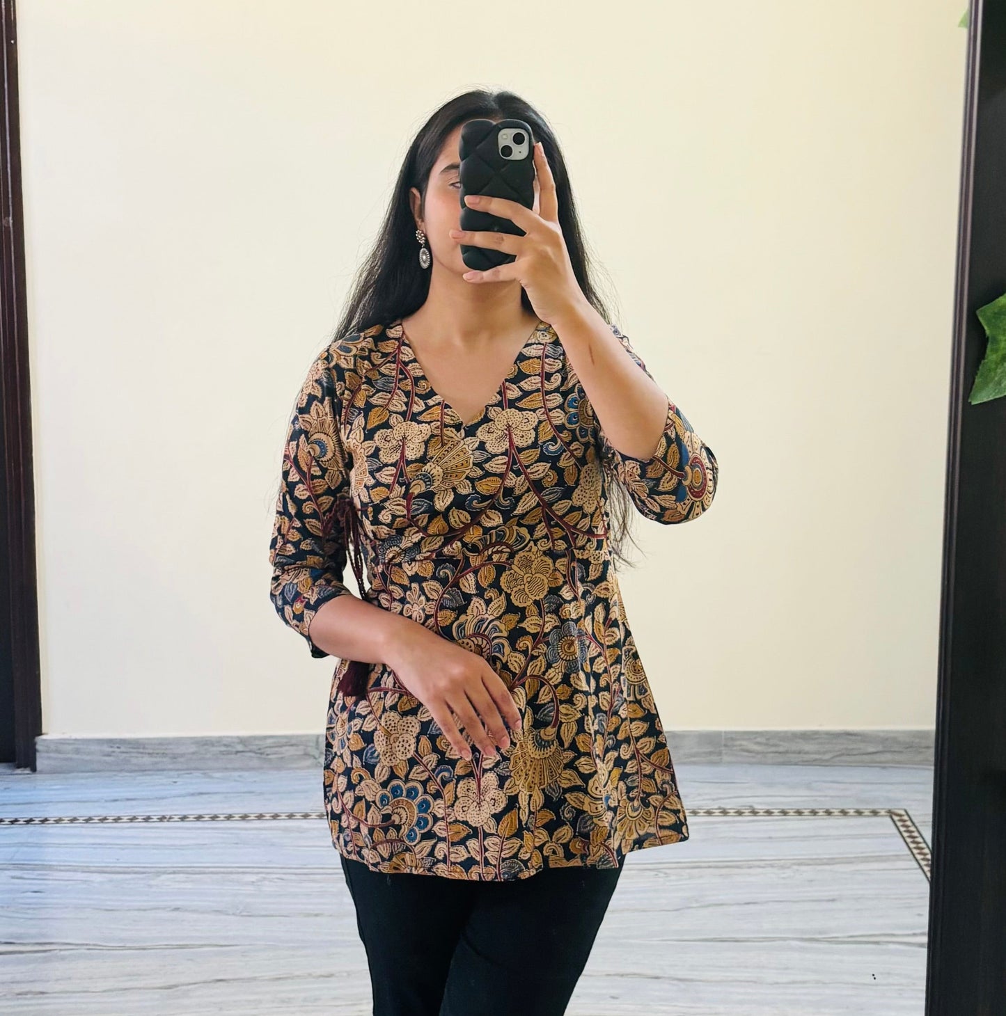 Floral Angrakha Pattern Pure Cotton Top