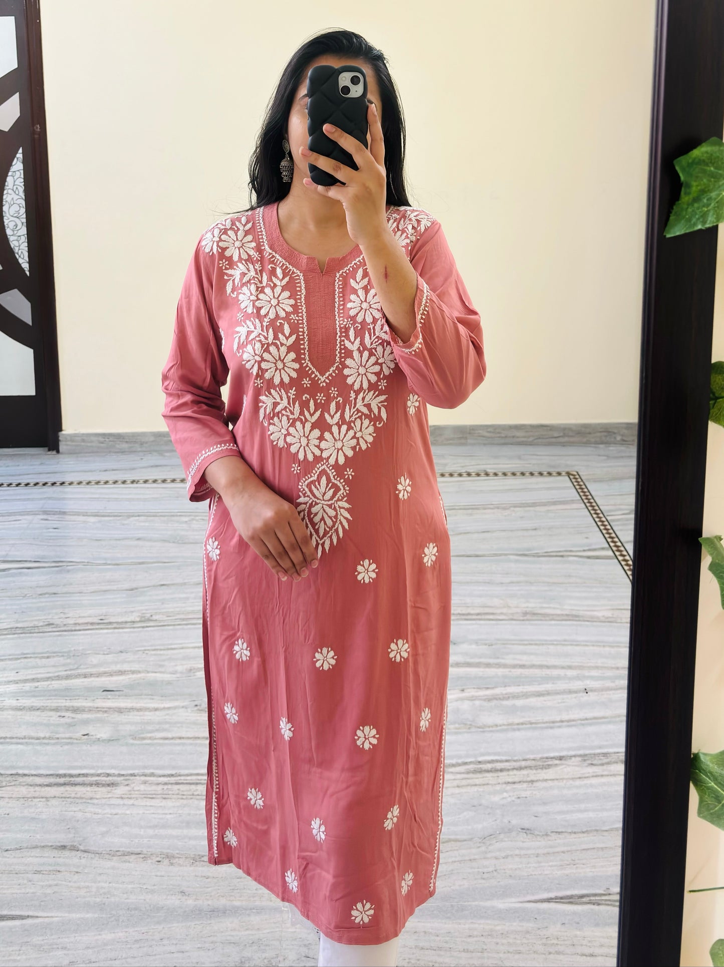 Modal Silk Chikankari Kurta