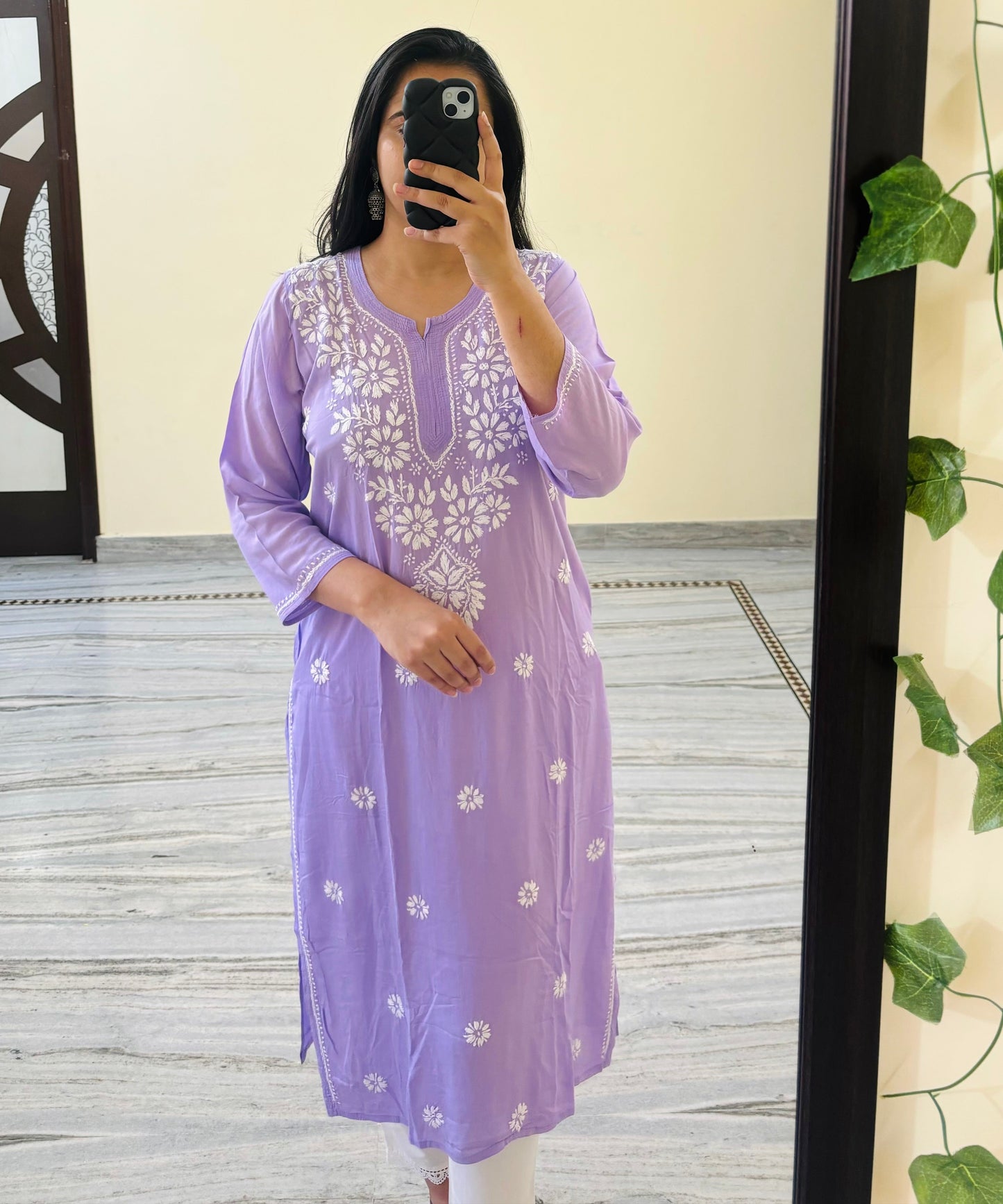 Modal Silk Chikankari Kurta