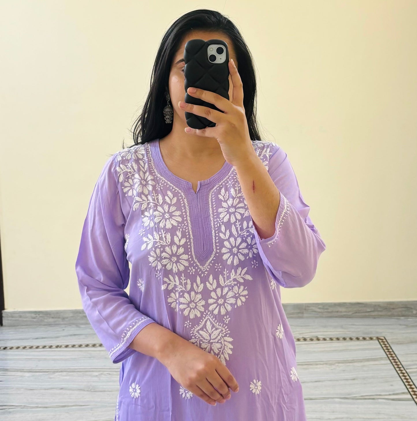 Modal Silk Chikankari Kurta