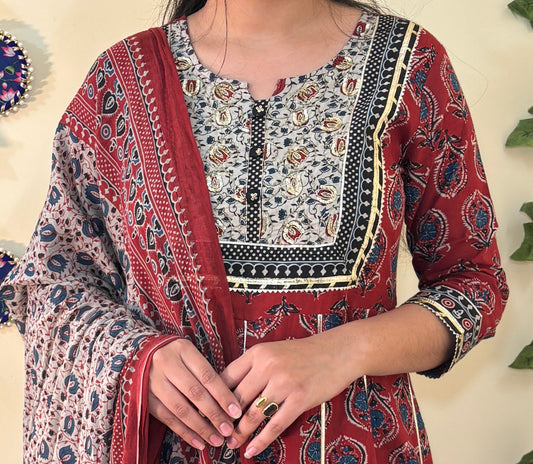 Pure Cotton Anarkali Set