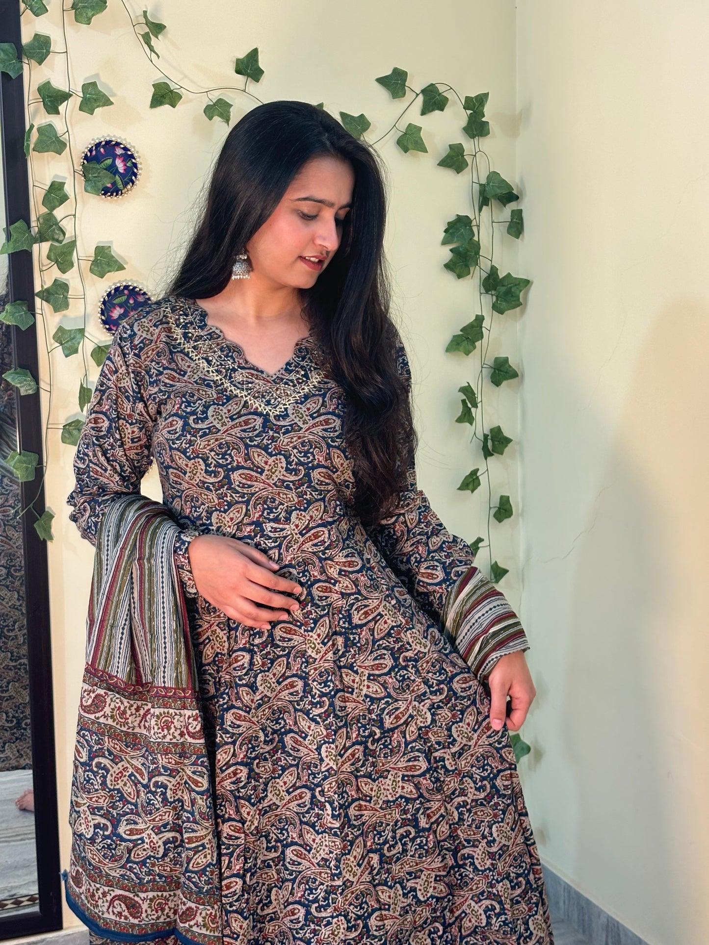 Full-sleeves Pure Cotton Anarkali Set