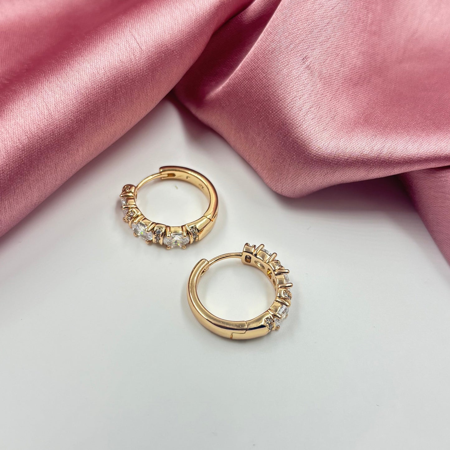 Gold Look-alike Small Hoop - White