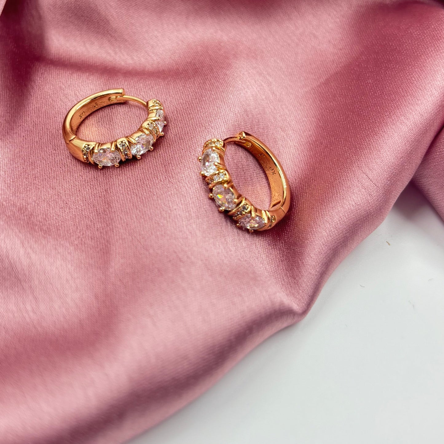 Gold Look-alike Small Hoop - White