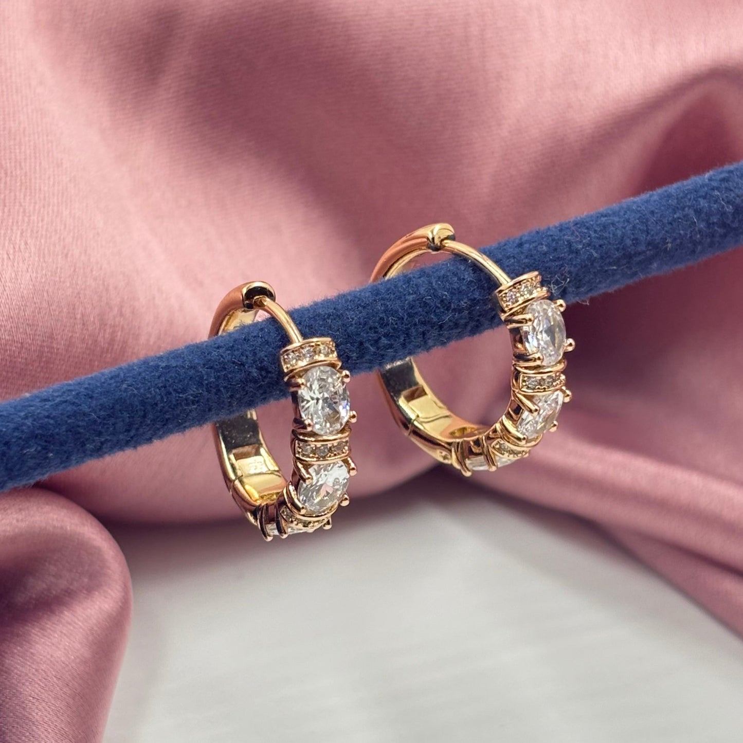 Gold Look-alike Small Hoop - White