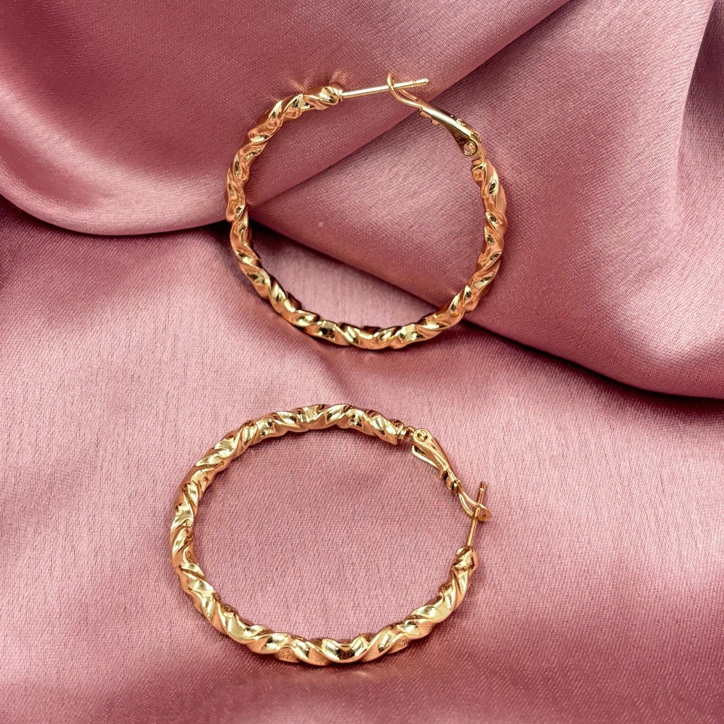 Rose Gold Spiral Hoops