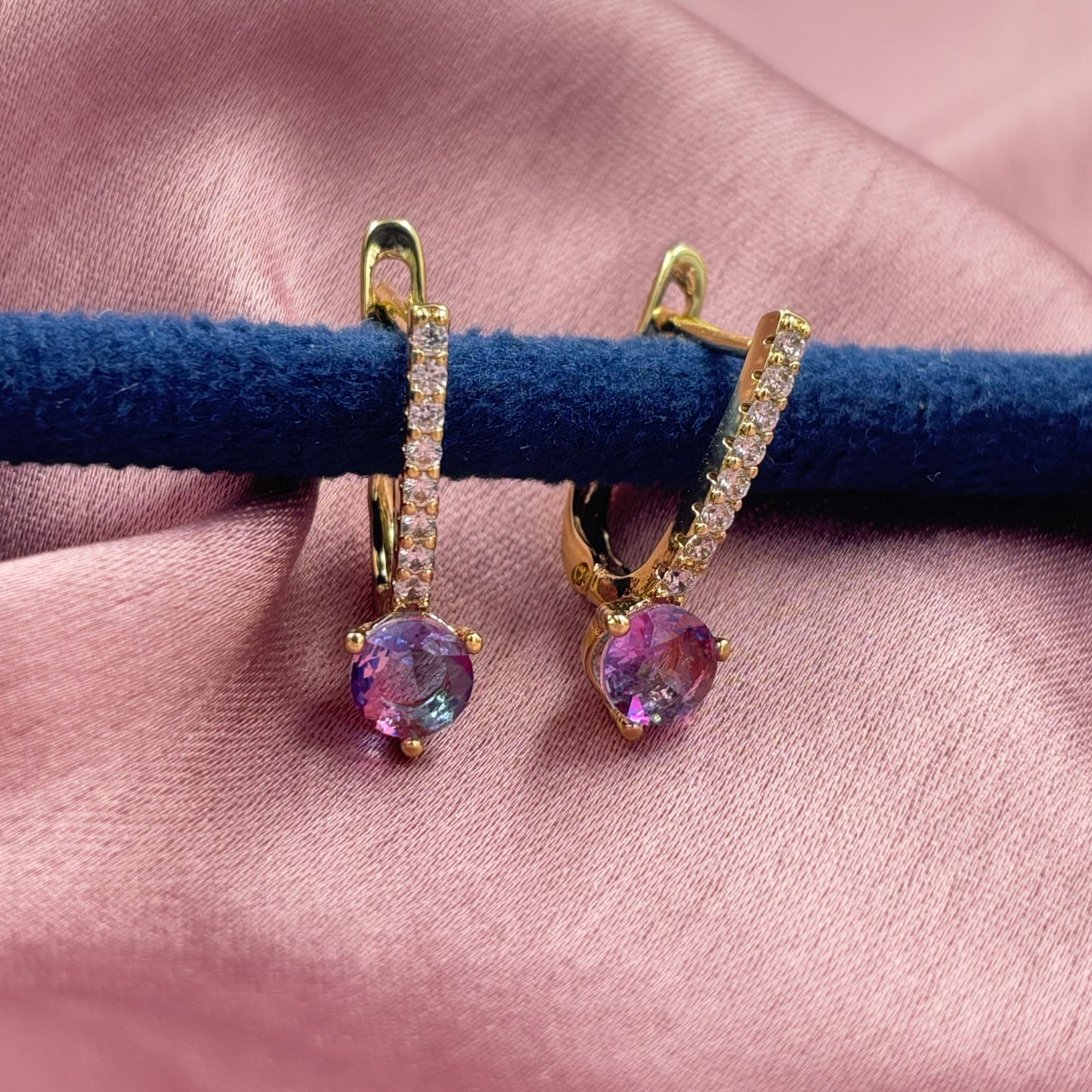 Pink Stone Elegance Hoops