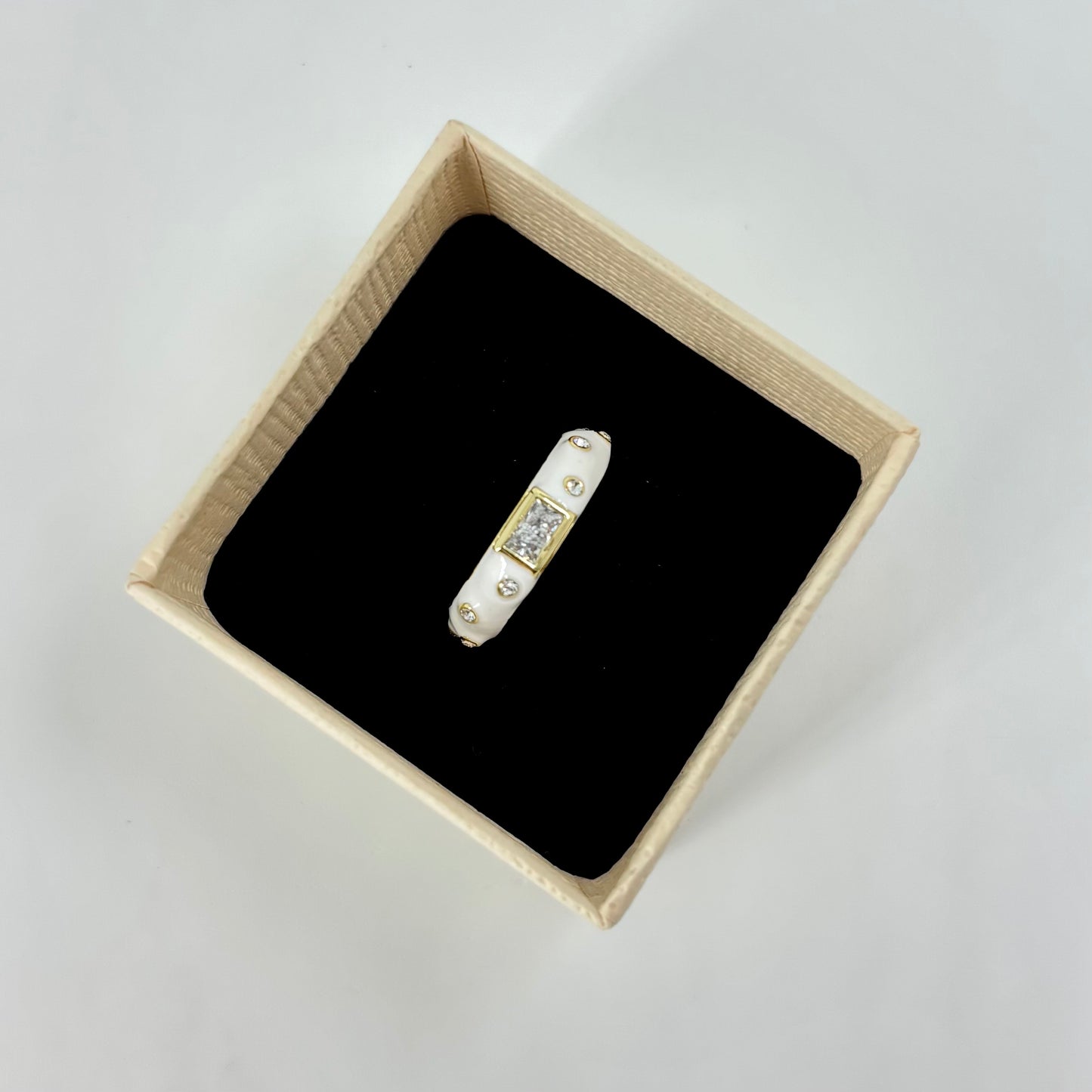 Enamel Gold-Plated Ring - White
