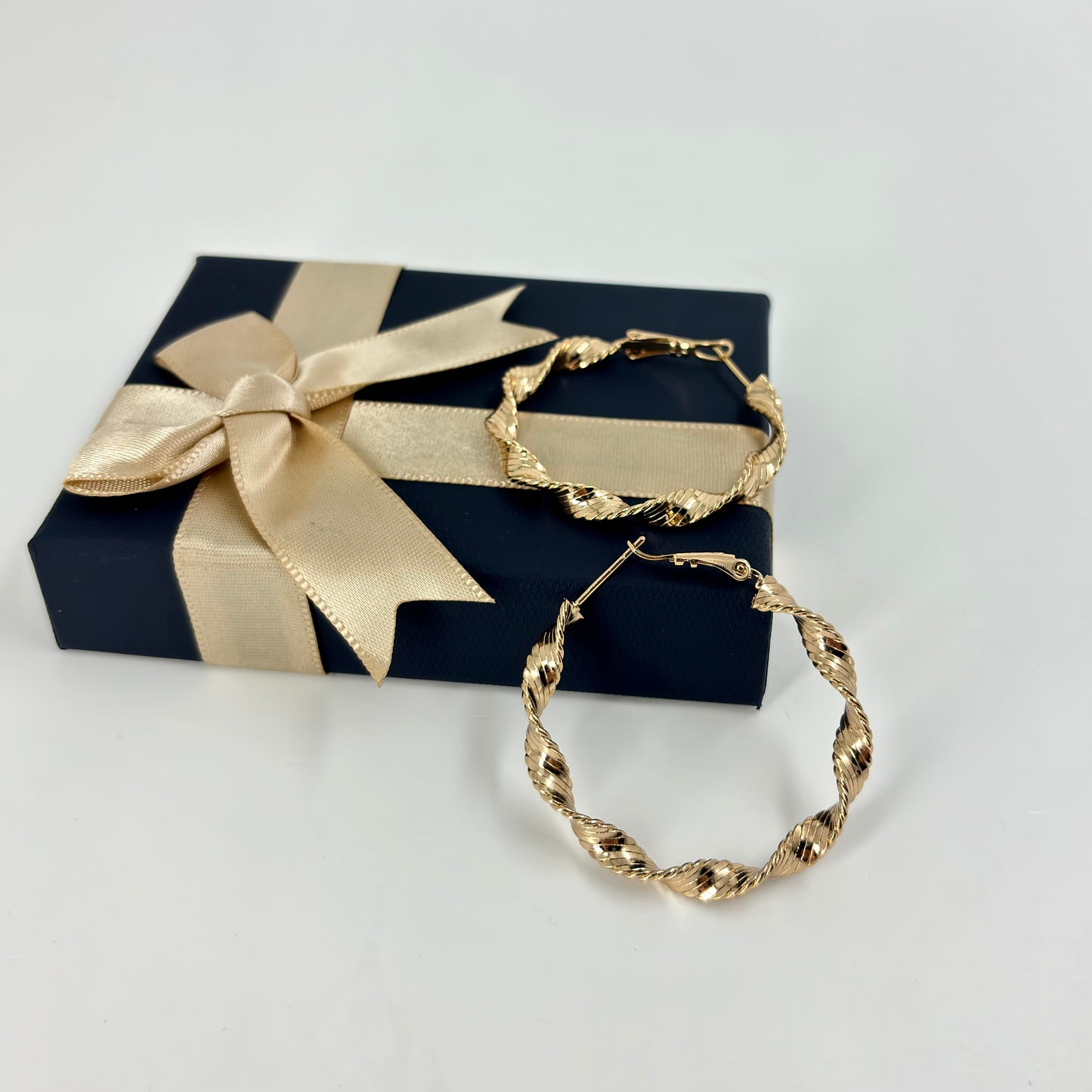 Rose Gold Twisted Hoop Earrings