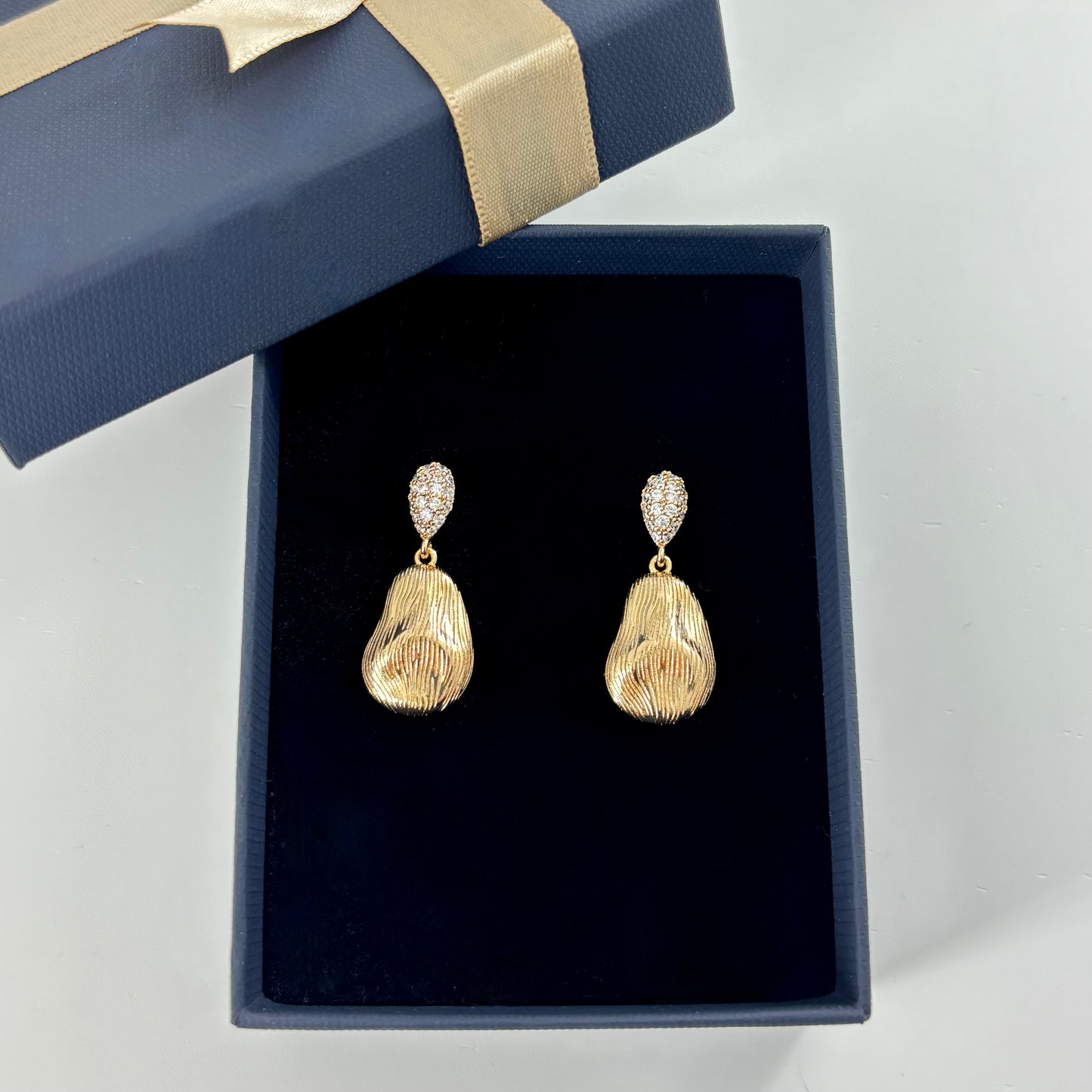 Textured Gold Drop Earrings