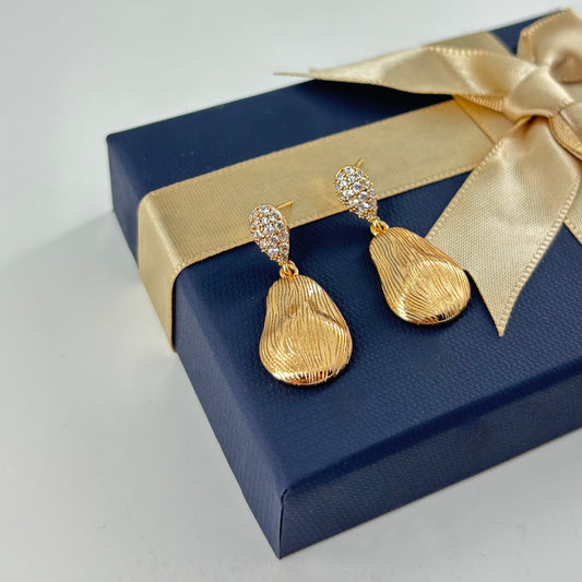 Textured Gold Drop Earrings