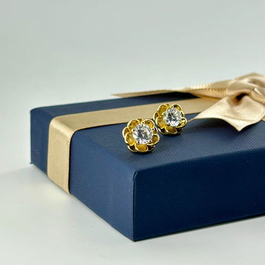 Gold Floral Stud Earrings