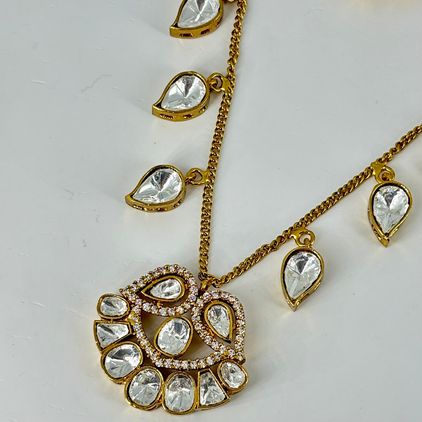 Polki Kundan Chain Pendant Set
