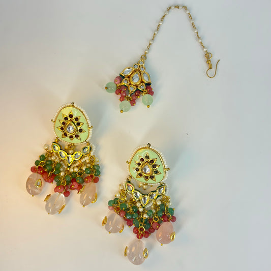 Elegant Kundan Meenakari Long Set