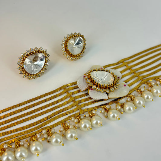 Polki Kundan Pearl Choker Set