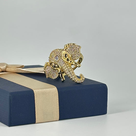 Royal Elephant Gold-Plated Ring