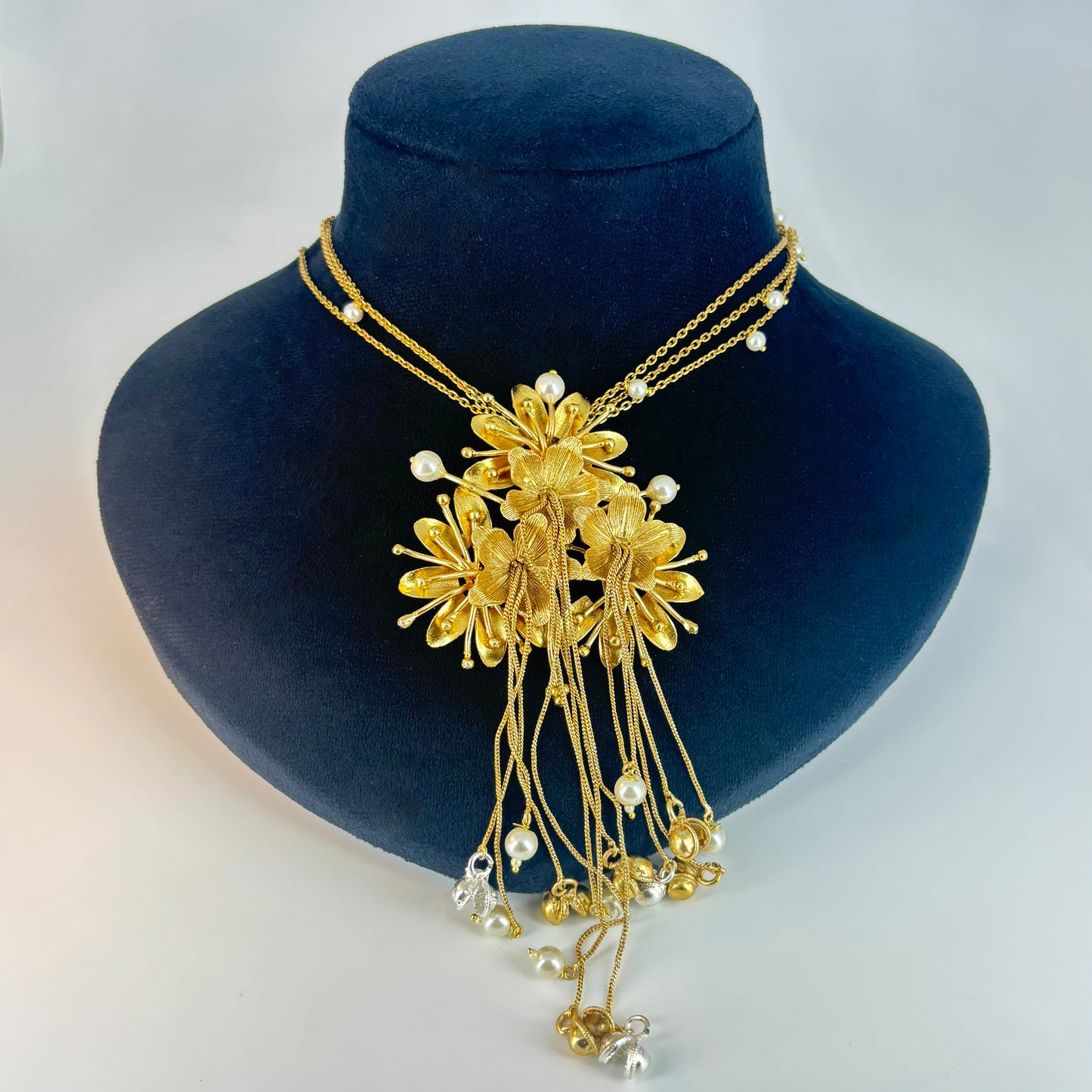 Floral Cascade Gold-Plated Necklace Set