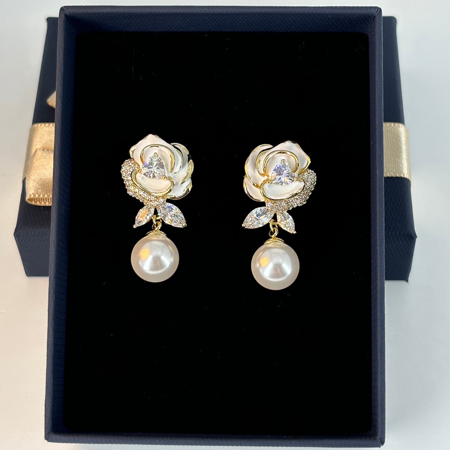 Timeless Rose Pearl Drop Earrings