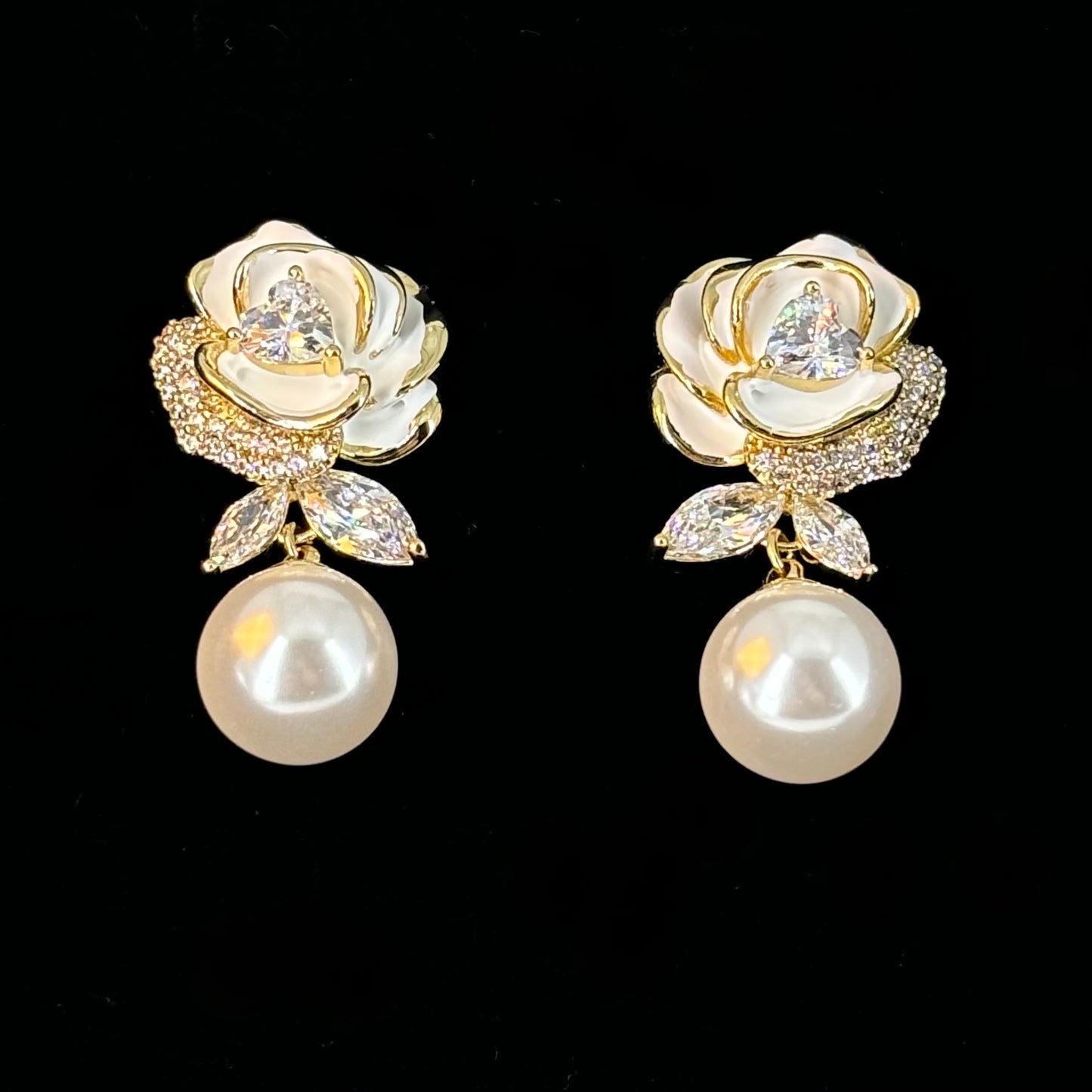Timeless Rose Pearl Drop Earrings