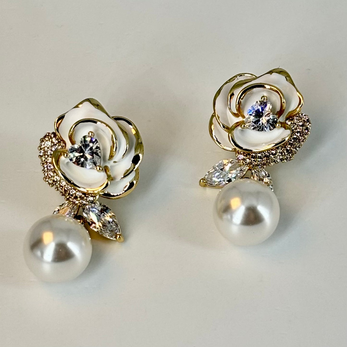 Timeless Rose Pearl Drop Earrings