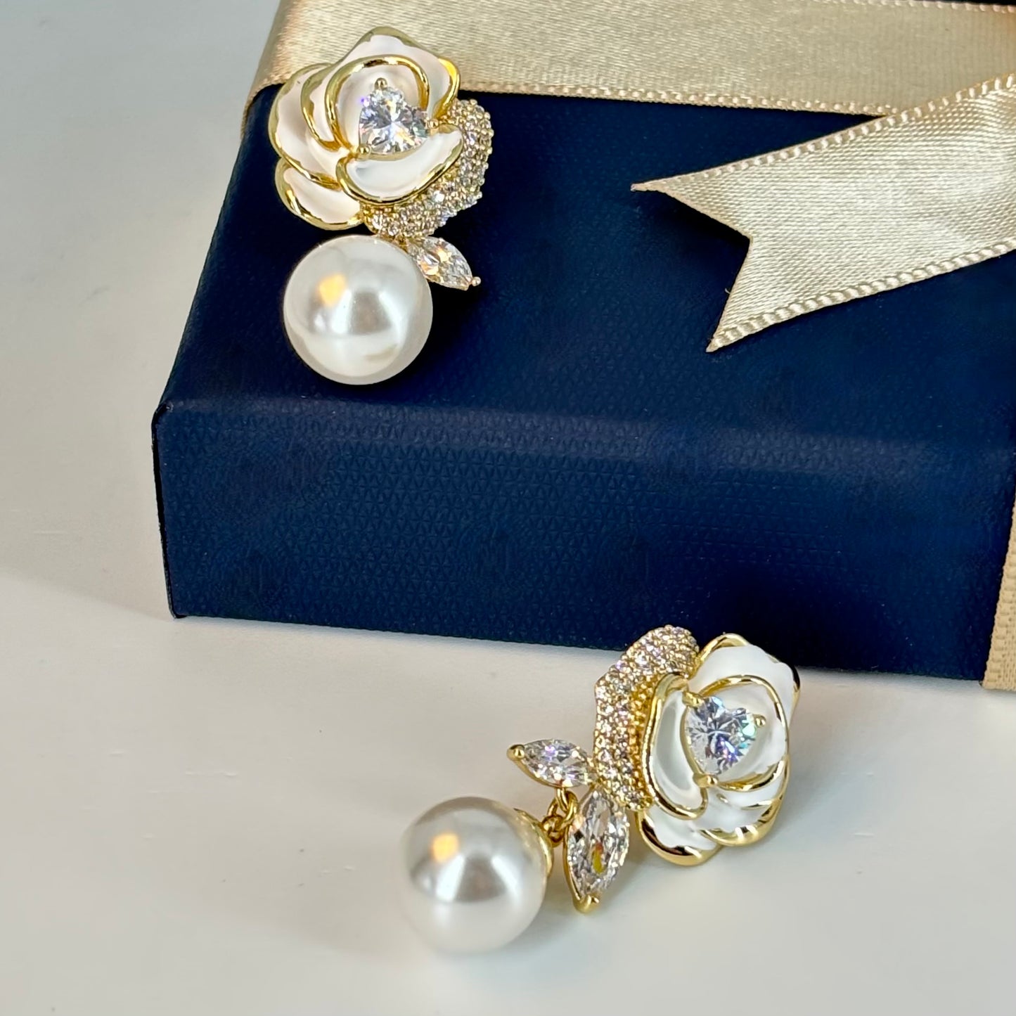 Timeless Rose Pearl Drop Earrings