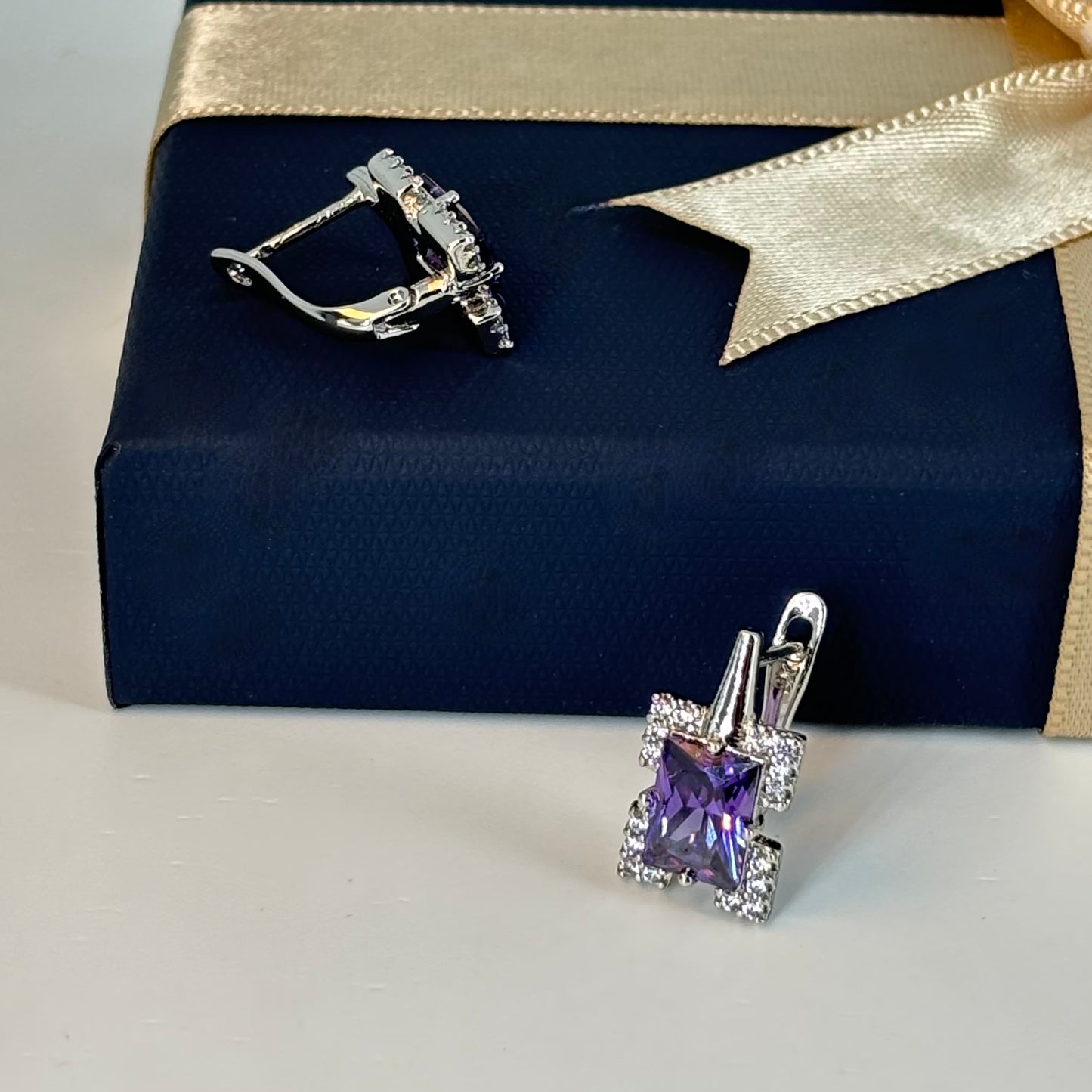 Regal Amethyst Silver Drop Earrings
