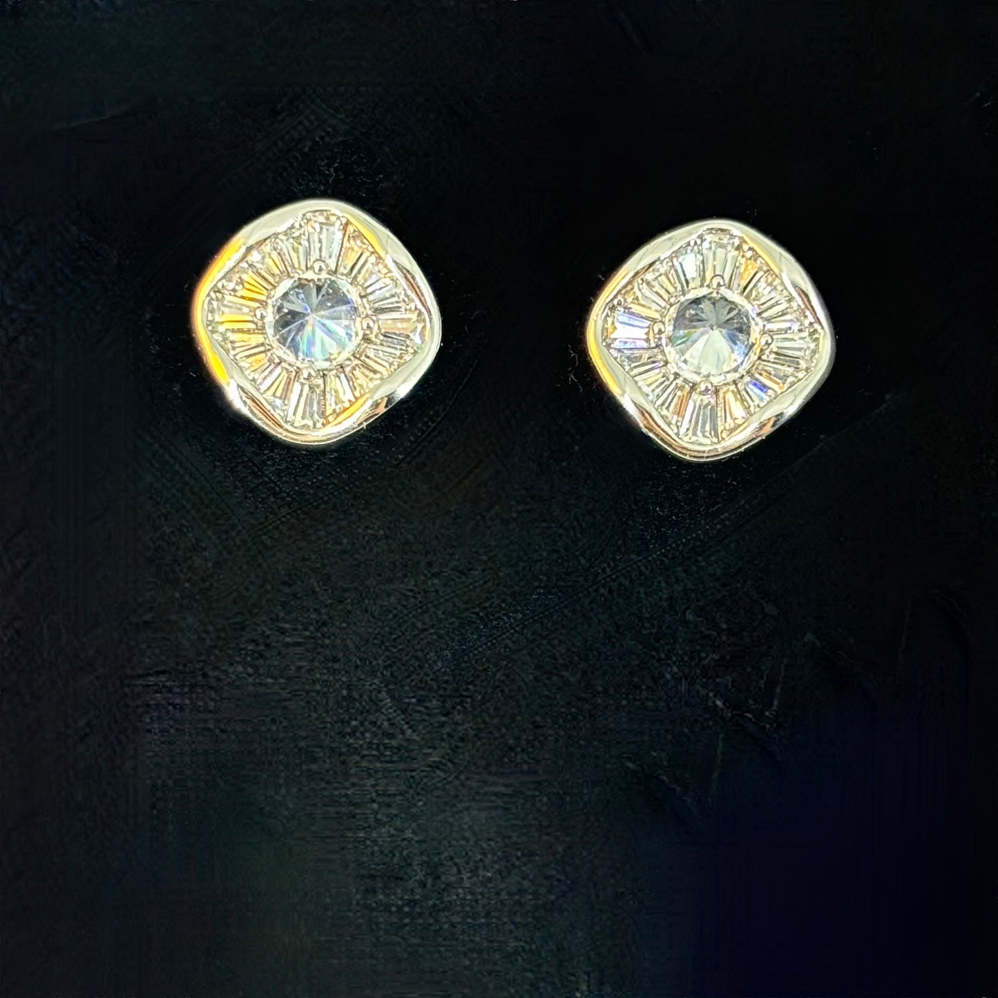 Silver-Plated Baguette Stud Earrings