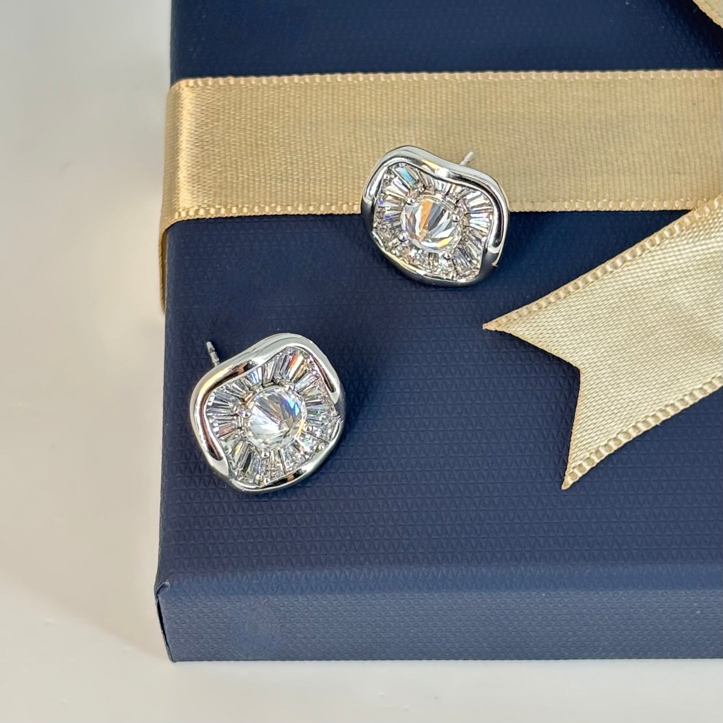 Silver-Plated Baguette Stud Earrings
