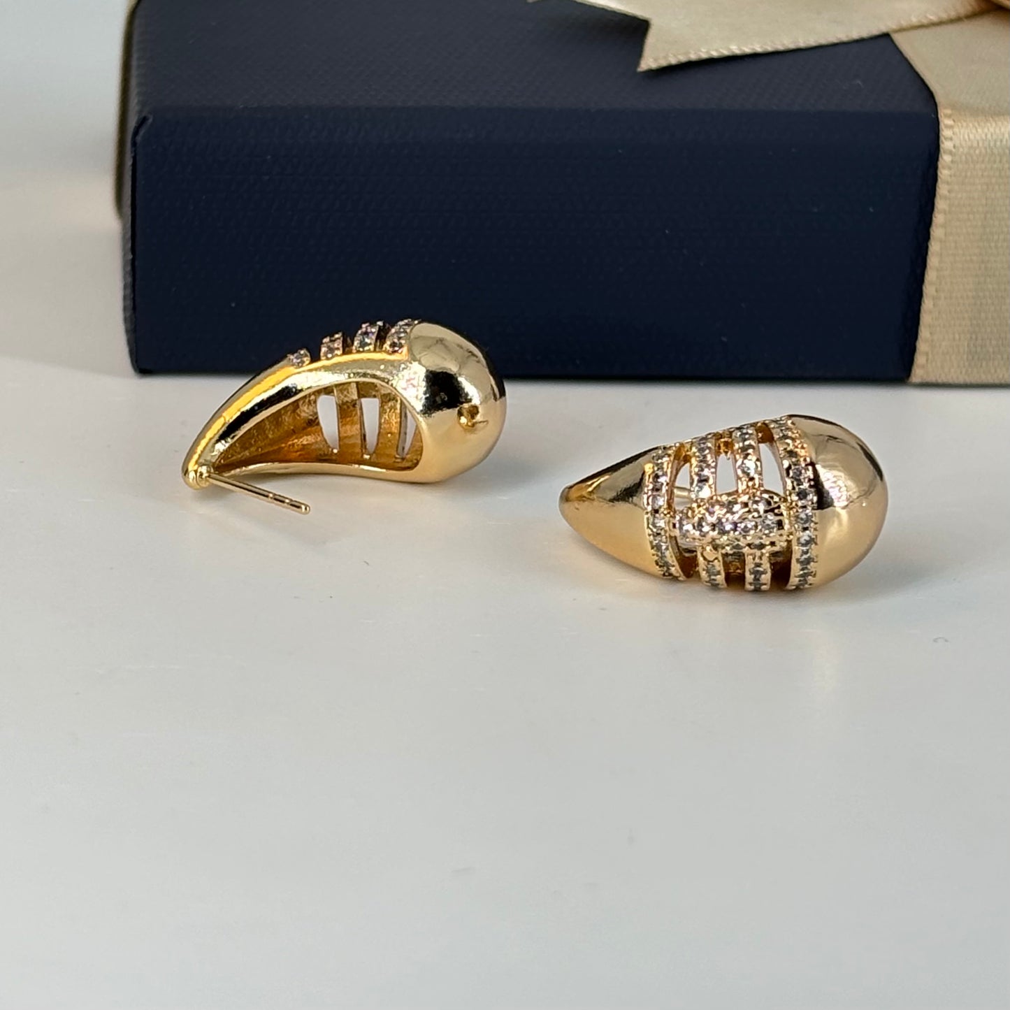 Gold-Plated Teardrop Stud Earrings